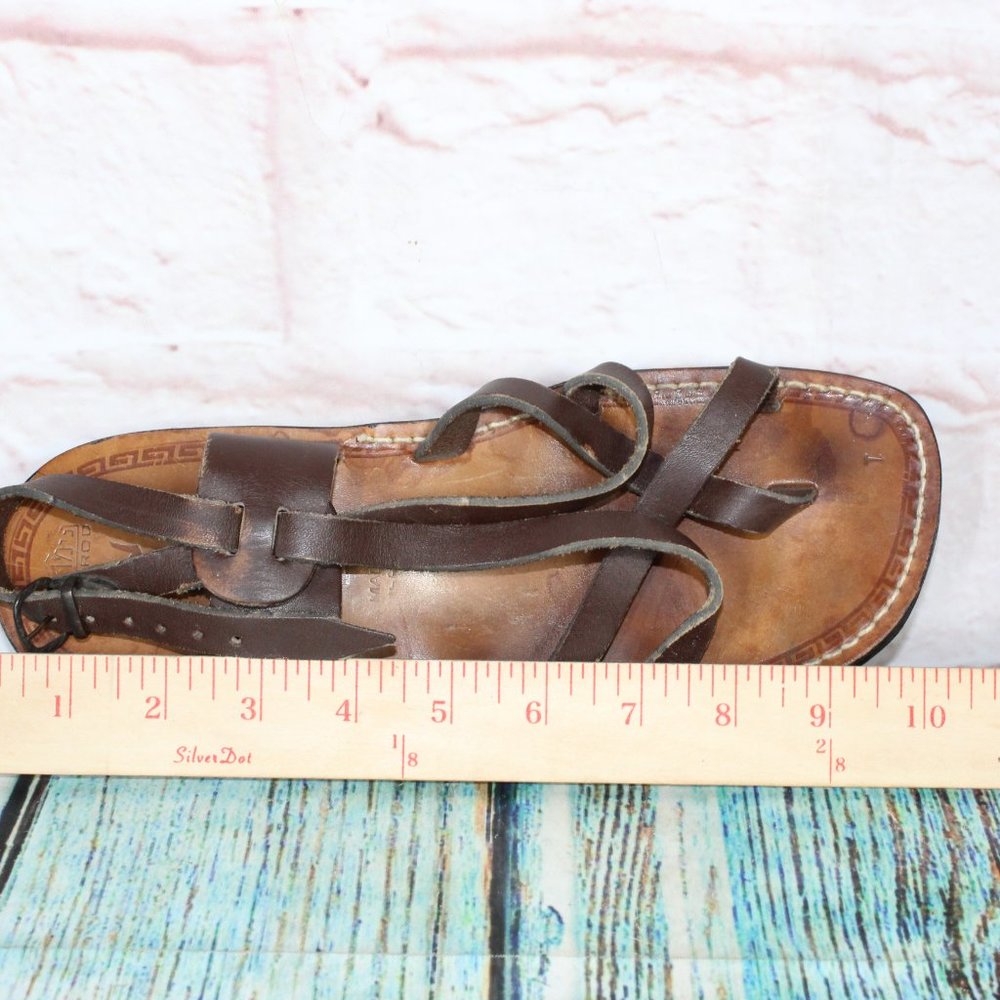 *Nimrod Unisex Brown Leather Casual Slingback Biblical Strappy Sandals Size __ - Picture 7 of 10